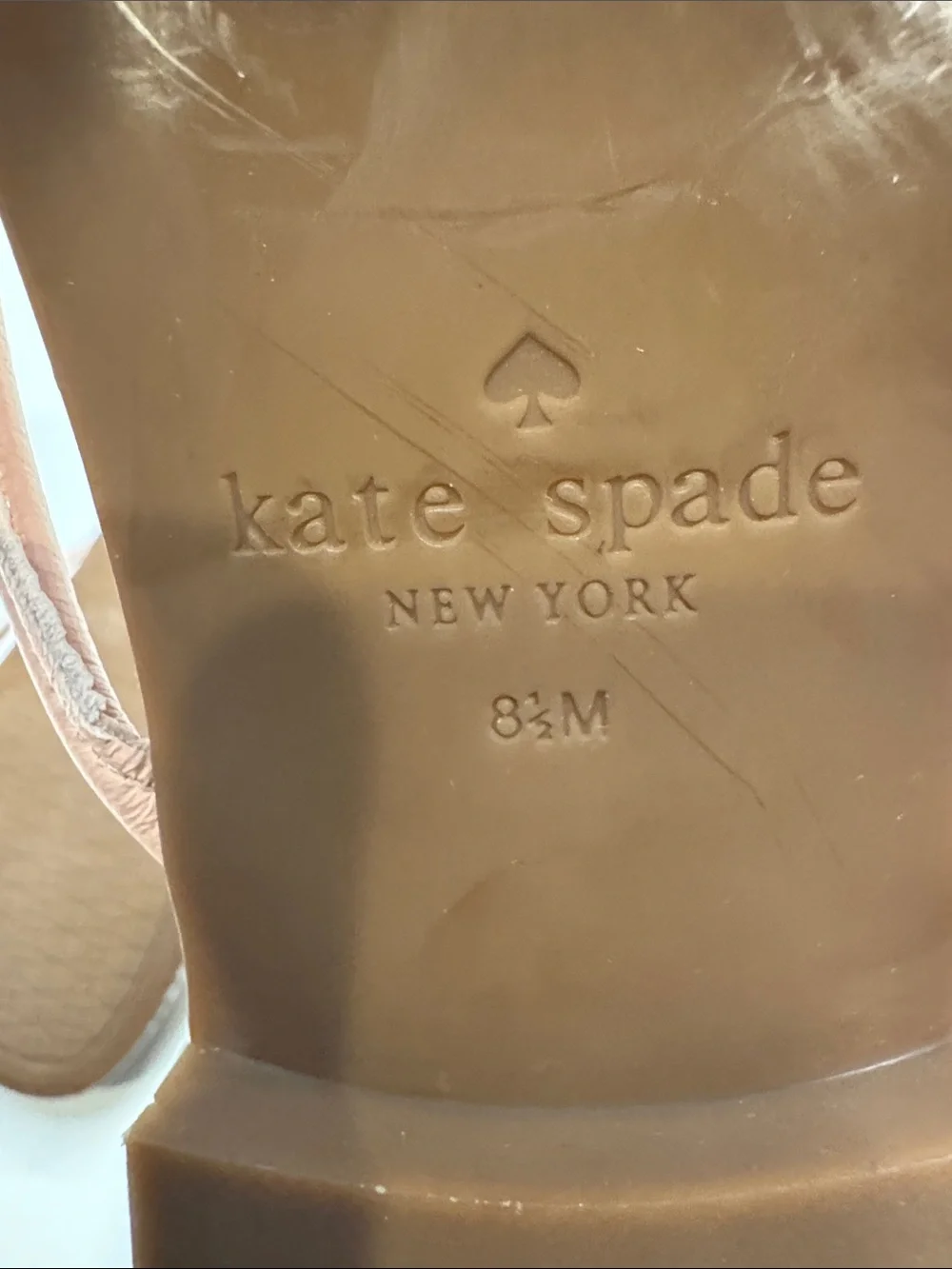 Kate Spade Blush Pink Bow Thong Sandals with Patterned Footbed Charm Sz8.5